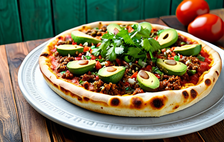 퓨전 피자의 소스 다양성 - Vegetable Pizza with Mint-Coriander Sauce**
"A colorful and appetizing fusion pizza featuring a var... 퓨전 피자의 소스 다양성 - Vegetable Pizza with Mint-Coriander Sauce**
"A colorful and appetizing fusion pizza featuring a var...