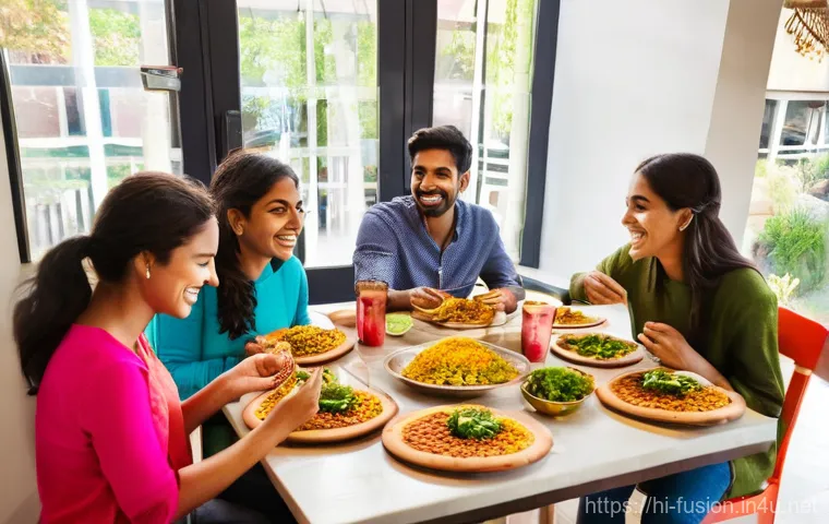 퓨전 패스트푸드 현지 농산물 활용 - **Prompt:** A bustling, sun-drenched scene at a local farmers' market, emphasizing community and fre...