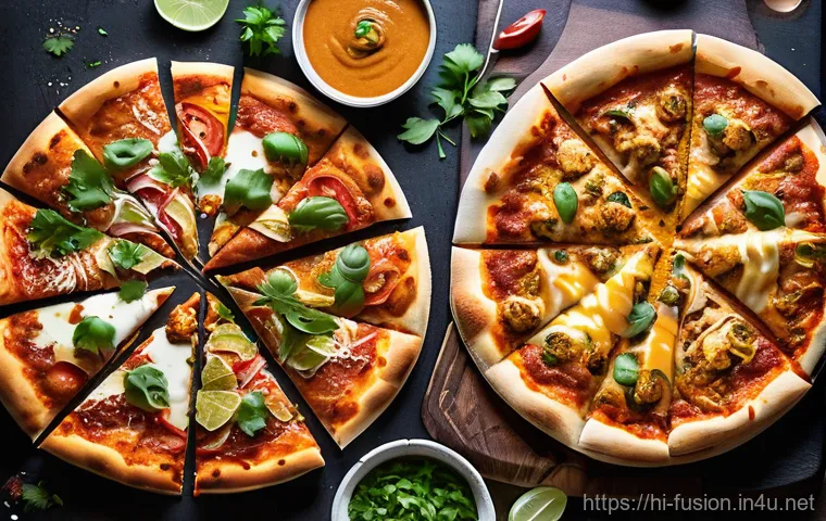 퓨전 피자 특가 행사 정보 - **A Vibrant Fusion Pizza Party:**
    A group of diverse young adults and teenagers, fully clothed i...