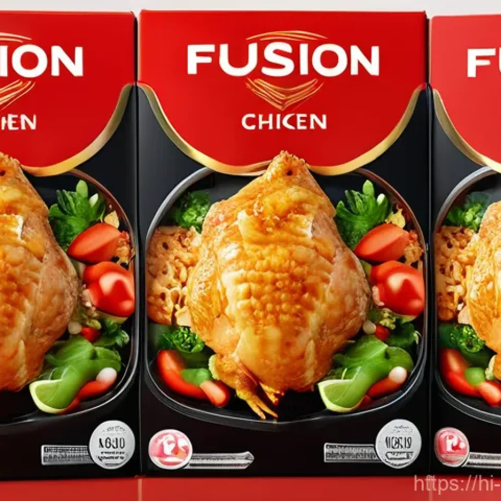 퓨전 치킨의 포장 방법 트렌드 - Here are three detailed image prompts in English, designed to generate appealing and appropriate ima...