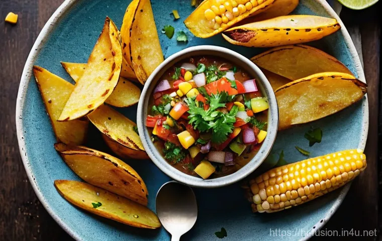 퓨전 치킨과 어울리는 사이드 추천 - **Vibrant Garlic Noodles and Stir-fried Vegetables:** A beautifully composed, top-down shot of a lar...