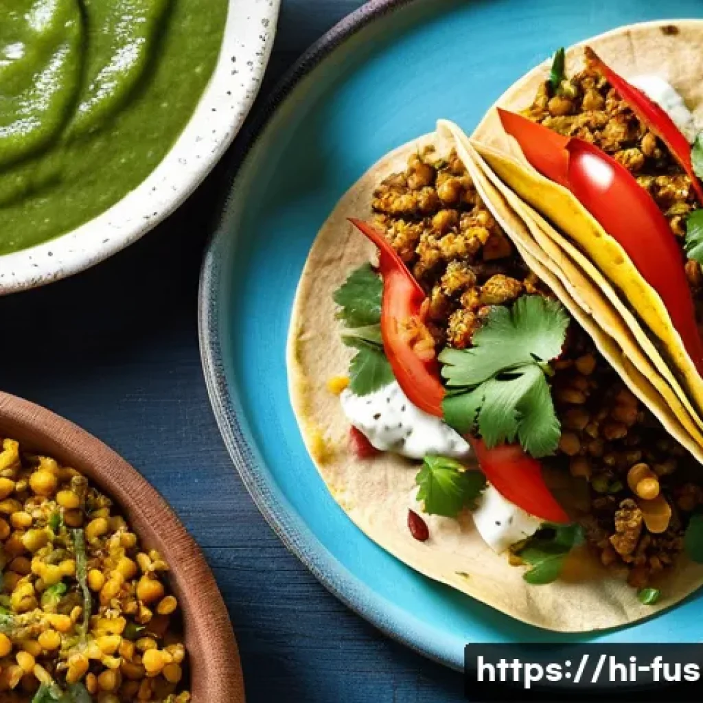 퓨전 패스트푸드 건강 옵션 - **Prompt:** A close-up, top-down shot of a beautifully arranged fusion meal: a healthy, whole-wheat ...