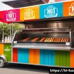 퓨전 핫도그 프랜차이즈 비용 - **Prompt 1: "A bustling, vibrant Indian street food stall, branded 'Fusion Hot Dogs', located near a...