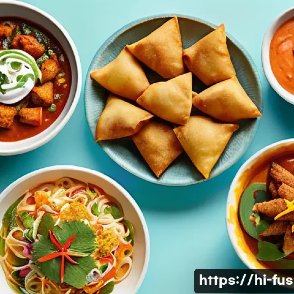 퓨전 패스트푸드 소스 종류 - **Prompt 1: "The Grand Fusion Feast"**
    A vibrant and colorful scene set in a lively, modern Indi...